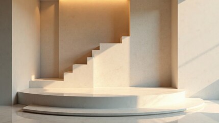 Minimalist Architectural Steps and Platform in Soft Light