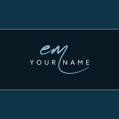 Handwritten Signature logo for Initial Letter EM - Vector Logo Template for Alphabet E and M