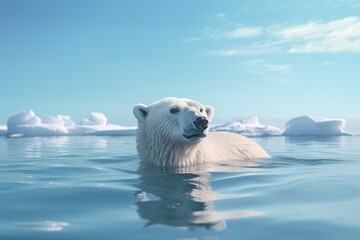 Polar bear swimming in Arctic water