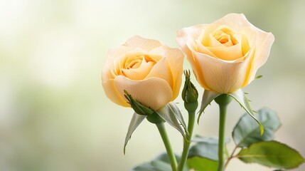 A set of isolated yellow rose flowers, each delicate petal perfectly unfurled to reveal a radiant, sunny bloom that exudes warmth and happiness.