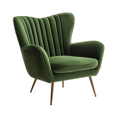 Elegant Green Velvet Armchair Mid Century Modern Design,