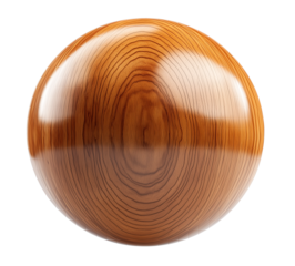 cedar wood sphere isolated on transparent background, smooth cedar wood texture ball, cutout png