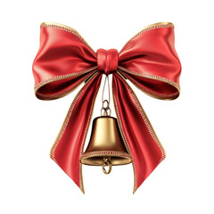 Festive Gold Bell Adorned with Red Bow Abstract Background