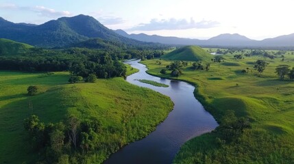 Obraz premium Serene River Valley Landscape