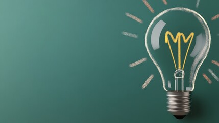 Bright Idea Glowing Lightbulb Chalkboard Background. AI Generated