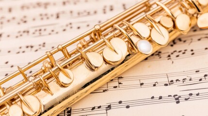 Golden Saxophone Resting on Musical Sheet Music