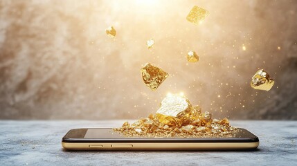 Digital smartphone interface showcasing gold investment trends, symbolizing modern financial growth and wealth management strategies