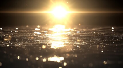 Golden Water Surface Sunset Reflection Glimmering Light