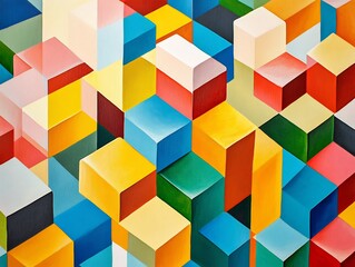 Vibrant Colorful Cubes Abstract Geometric Art. AI Generated