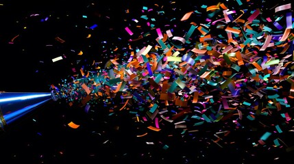 A party popper ready to burst with colorful confetti.