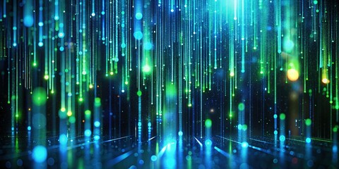 Abstract Binary Code Background: Glitch Effect, Hacker Theme, Digital Data Stream, Tech Hackathon