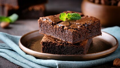 Fresh pieces of delicious chocolate brownies