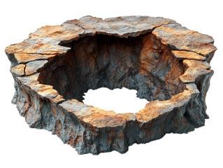 One big hole in the ground isolated on white background. Suitable for marketing or business purposes. PNG file