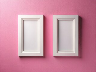 Blank White Vertical Frames Mockup on Light Pink Wall - Macro Photography