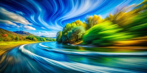 Abstract Blue Green Blurred Motion Background - Dynamic Swirling Texture