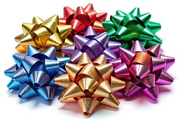 Colorful Shiny Gift Bows with Textured Ribbon Loops - Long Exposure Stock Photo