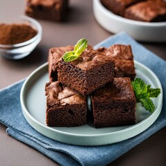 Fresh pieces of delicious chocolate brownies