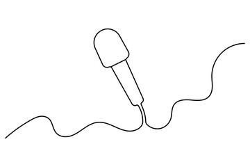 Obraz premium Microphone continuous one line drawing of outline vector illustration