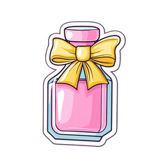 Kawaii Cute Perfume Bottle Sticker with Yellow Bow Design