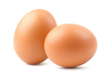 Fresh chicken eggs isolated on white background.