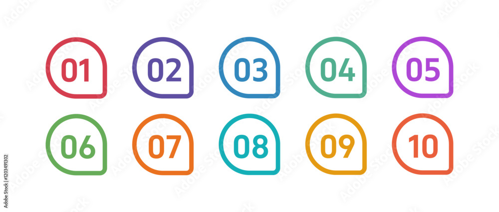 Wall mural colorful number bullet points, infographics markers. triangle number bullet point icon arrow set. nu