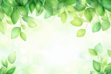 Vibrant Green Leaves Border Spring Nature Background