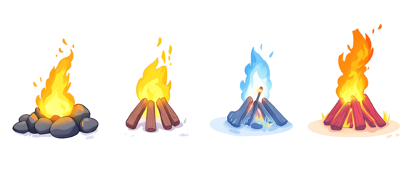 simple cartoon drawing of match lighting wood isolated on white background PNG.AI GENERATED