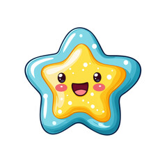 Cute Kawaii Star Candy Illustration in Pastel Colors for Festive Theme