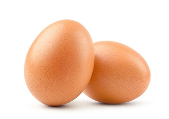 Fresh chicken eggs isolated on white background.