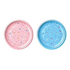 Fototapeta premium Kawaii Flat Plates in Pink and Blue for Vibrant Dining Design