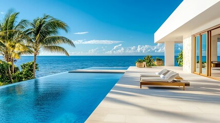 Fototapeta premium luxury oceanfront villa pool, tropical getaway - luxury travel