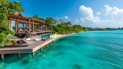 Fototapeta premium luxury overwater bungalow, maldives - luxury travel