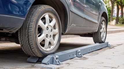 Mechanic testing a vehicle's ride height after suspension repairs.
