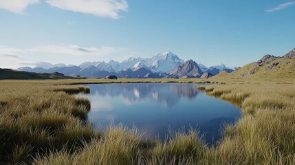 Naklejka premium Serene mountain lake reflection