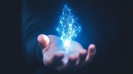 Hand Holding Glowing Network Data Visualization