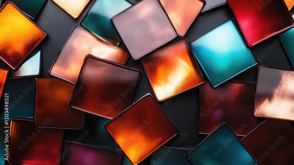 Aufkleber this vibrant image features a collection of colorful glass tiles displaying a beautiful array of hue