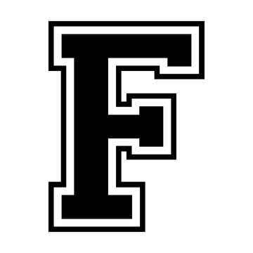 recommend clip art: Initial letter F in varsity font svg cut file. Isolated vector illustration.
