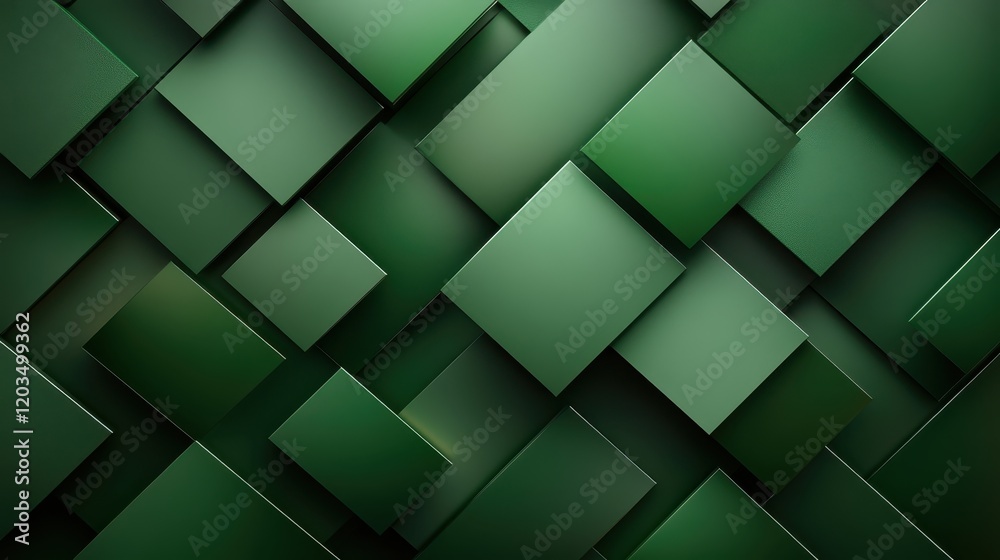 Poster an abstract configuration of green shapes and forms creating a mesmerizing modern art piece that sym