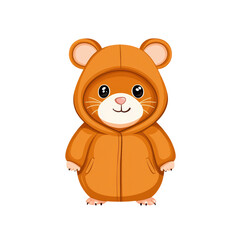 Obraz premium Cute Kawaii Hamster Dressed in Hoodie Illustration with Flat Design