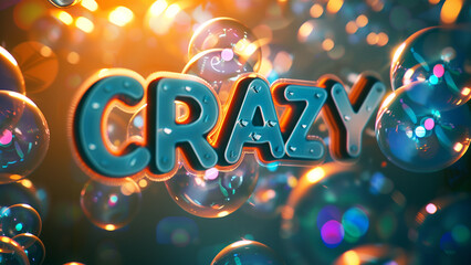 Crazy 3D Text Bubble &ndash; Abstract Party Design for Celebrations and Cards