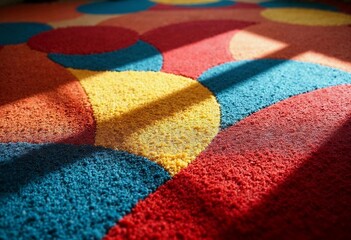 Brightly Colored Carpet With Playful Patterns Lighting up a Cozy Room