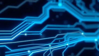 Abstract Blue Circuit Board Lines Digital Technology