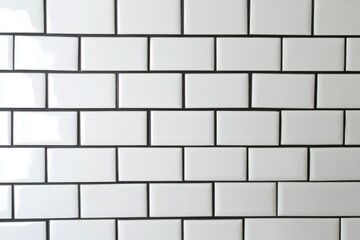 Naklejka premium White subway tile wall with black grout adding modern elegance to a space