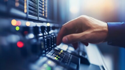 A Hand Interacting With Server Rack Technology