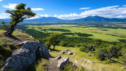 Obraz premium Serene Mountain Valley Landscape