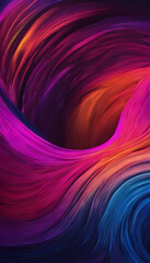 Dark abstract banner background, vibrant texture purple magenta orange blue glowing gradient vortex shape black backdrop design.