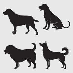 different dog breed silhouette vector design art and illustration