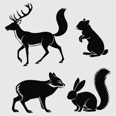 forest animals silhouette vector design art and illustration