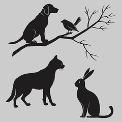 pet animals silhouette vector design art and illustration
