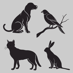 pet animals silhouette vector design art and illustration